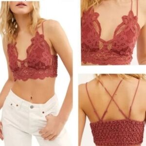 NWT Adella Bralette FP One Free People Large Copper Bra Adjustable Smocked